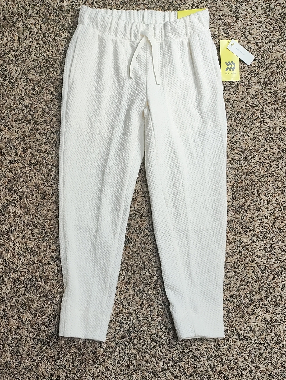 All In Motion | Little Boys White Waffle Jogger Sweatpants with Drawstring